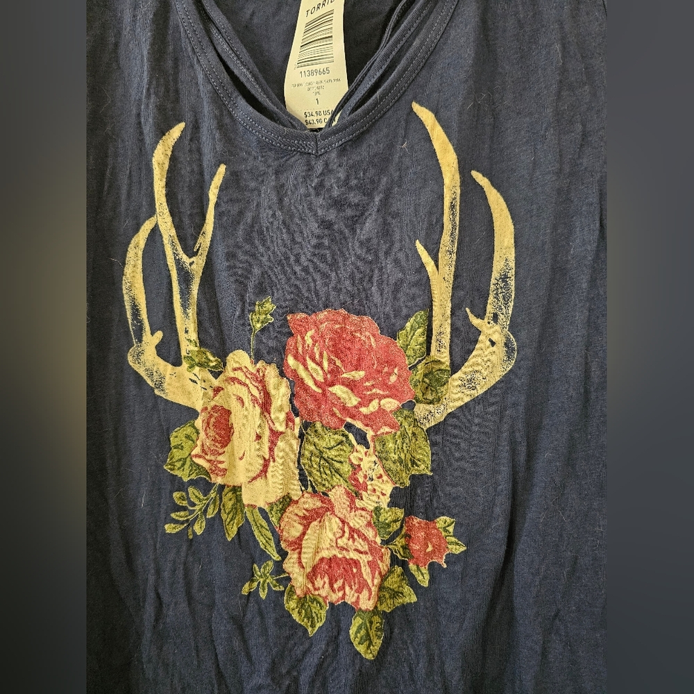 Torrid Blue Floral Antler Tee - Picture 2 of 4